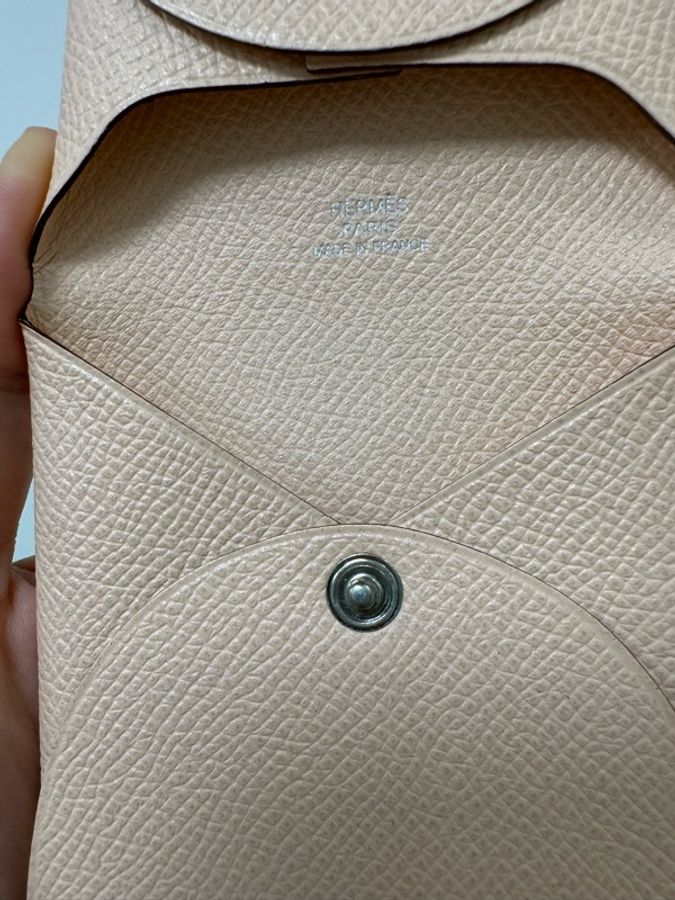自用超值 Hermès Bastia 零錢包|淡粉色 Epsom 皮革|二手附盒-4