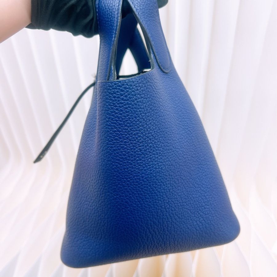 Hermes picotin 18 菜籃子 藍色銀釦 D-6