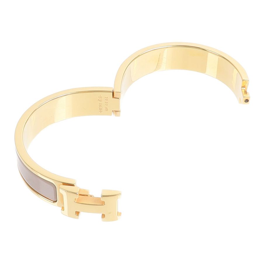 HERMES 金屬Clic-H手鐲Marron Glace-7