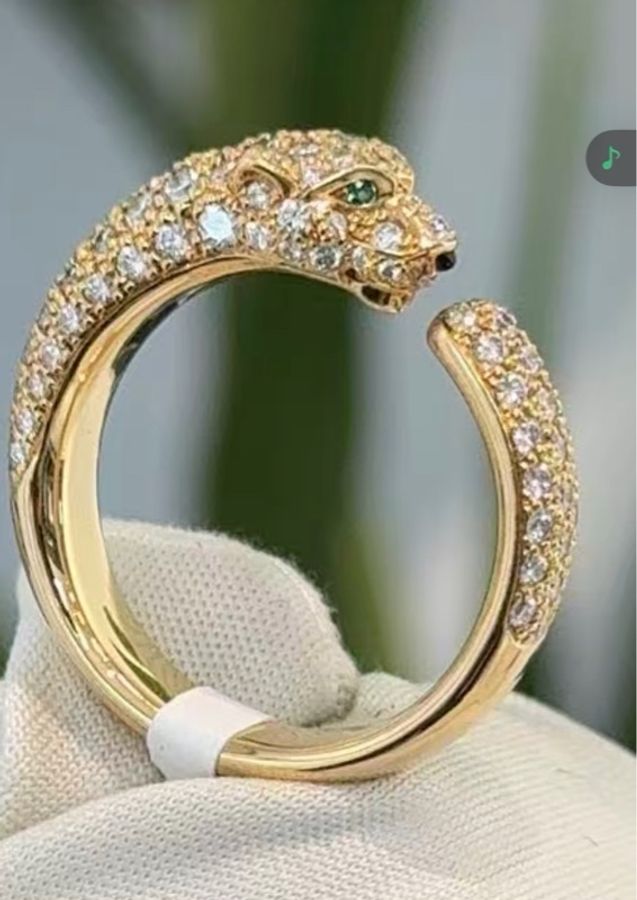 🐆 Cartier PANTHÈRE DE CARTIER 美洲豹戒指|全鑽鋪鑲|55號-3