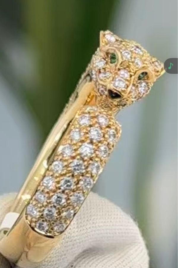 🐆 Cartier PANTHÈRE DE CARTIER 美洲豹戒指|全鑽鋪鑲|55號-8