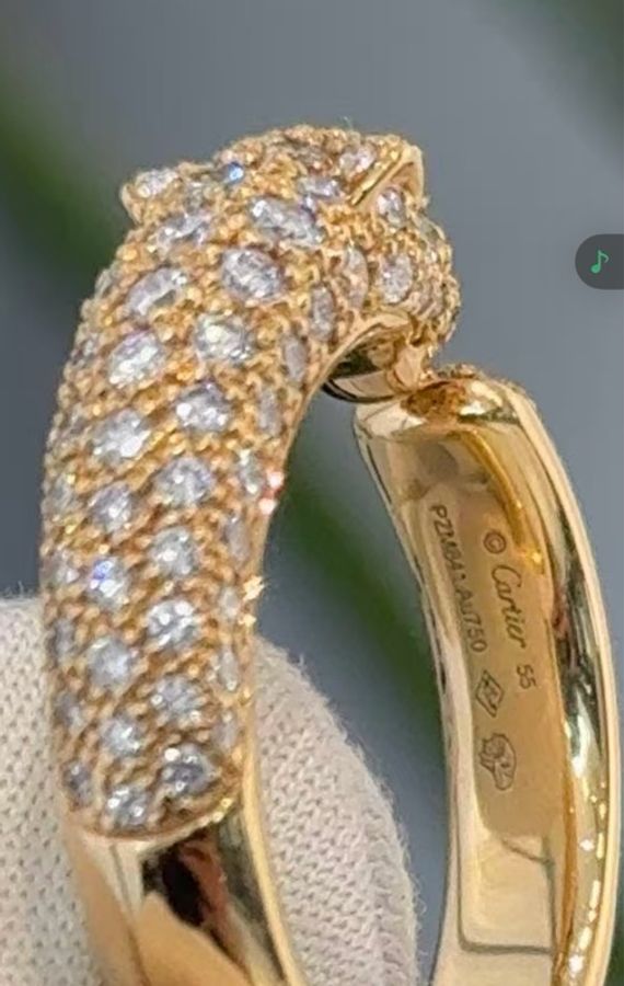 🐆 Cartier PANTHÈRE DE CARTIER 美洲豹戒指|全鑽鋪鑲|55號-13