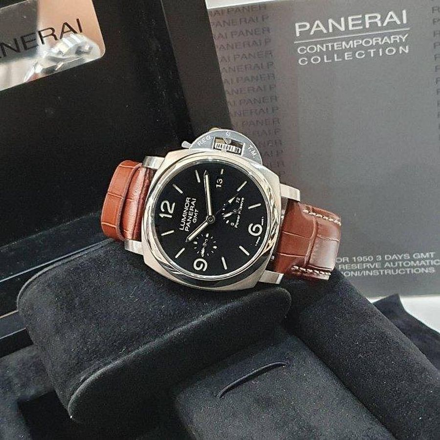【大眾名錶】PANERAI沛納海 PAM00321 黑面 GMT 2012/08 三明治面盤 小秒針 大眾名錶G160-1