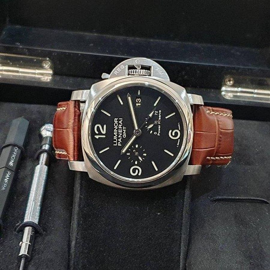 【大眾名錶】PANERAI沛納海 PAM00321 黑面 GMT 2012/08 三明治面盤 小秒針 大眾名錶G160-3