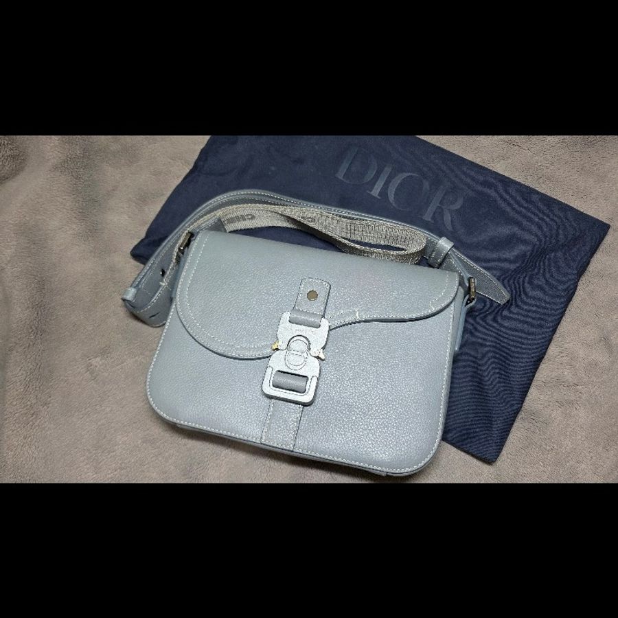 DIOR Saddle 翻蓋郵差包 (馬鞍包) 藍灰色(Dark Gray)-0