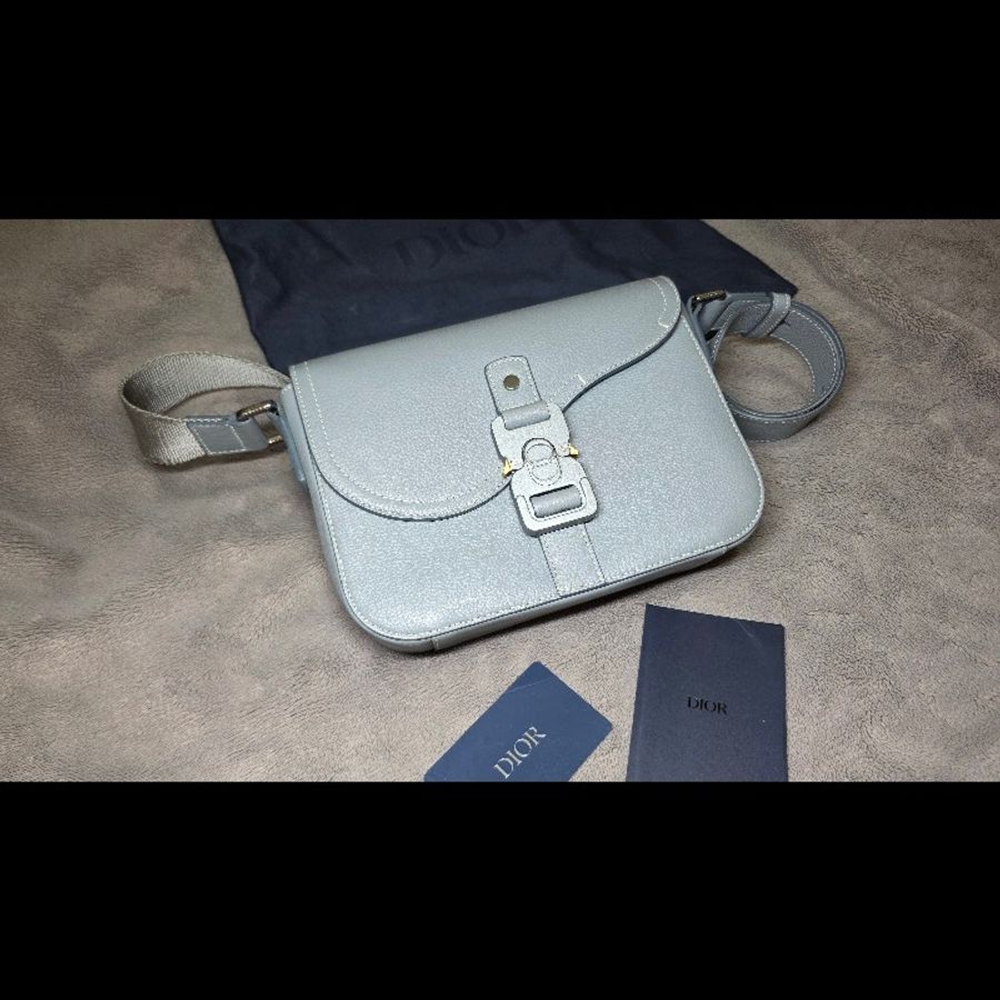 DIOR Saddle 翻蓋郵差包 (馬鞍包) 藍灰色(Dark Gray)-13