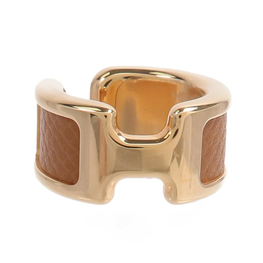 HERMES Metal/Madame皮革Olympe Ear Cuff耳環Gold-1