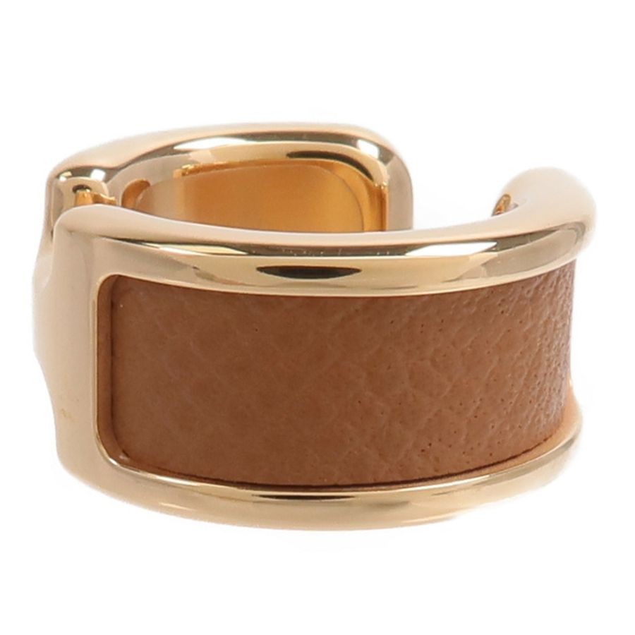HERMES Metal/Madame皮革Olympe Ear Cuff耳環Gold-2