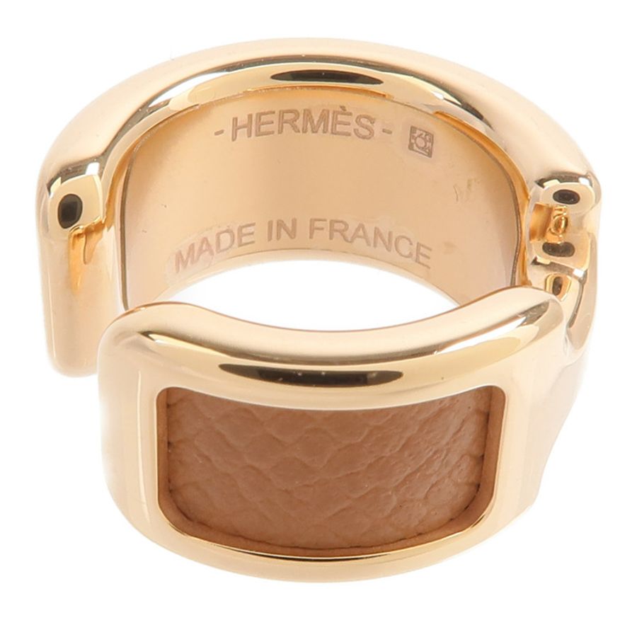 HERMES Metal/Madame皮革Olympe Ear Cuff耳環Gold-4