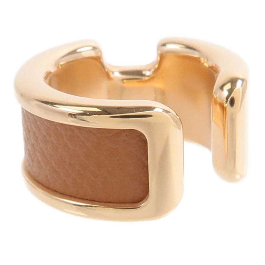 HERMES Metal/Madame皮革Olympe Ear Cuff耳環Gold-5