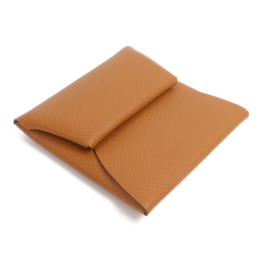 HERMES Epsom皮革Bastia零錢包Gold-3