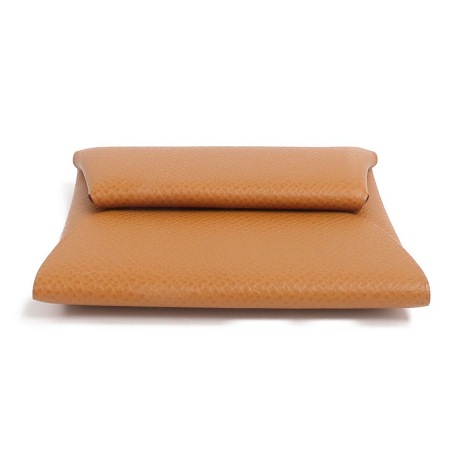 HERMES Epsom皮革Bastia零錢包Gold-5