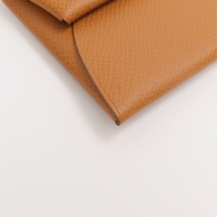 HERMES Epsom皮革Bastia零錢包Gold-7