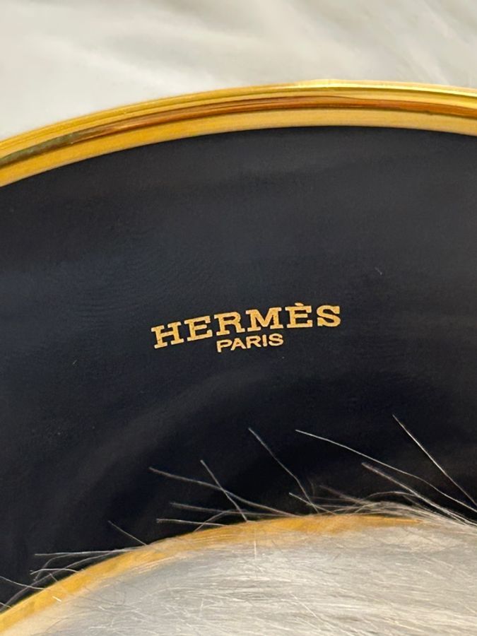 Hermes 黑白花紋圖騰 琺瑯手環-1