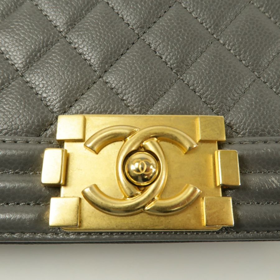 CHANEL 牛皮皮革Boy 25鏈帶肩背袋-9