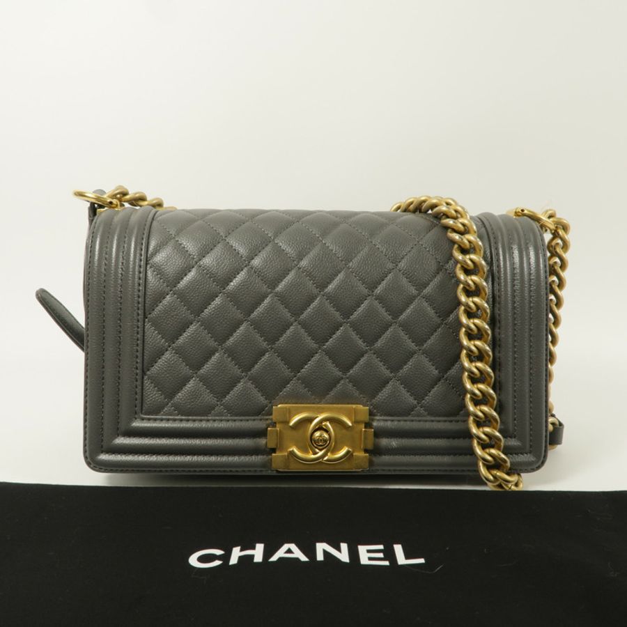 CHANEL 牛皮皮革Boy 25鏈帶肩背袋-13
