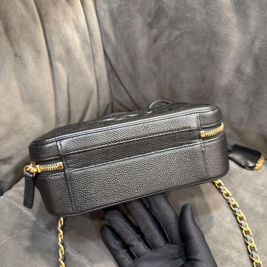 #近新閒置 #全配🈶購證 香奈兒黑金荔枝皮Vanity case化妝盒斜挎包-6