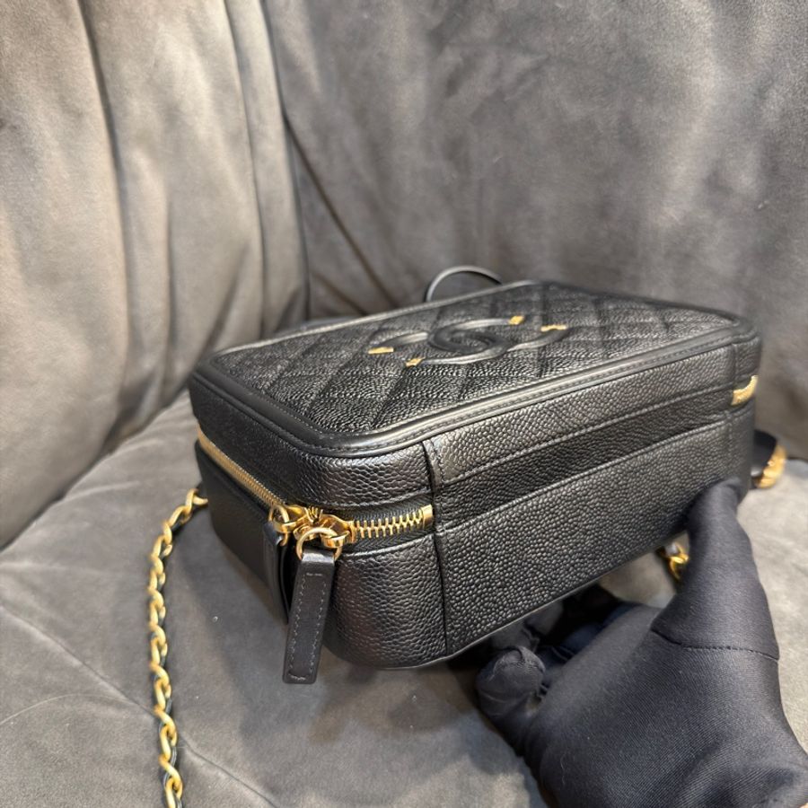 #近新閒置 #全配🈶購證 香奈兒黑金荔枝皮Vanity case化妝盒斜挎包-7