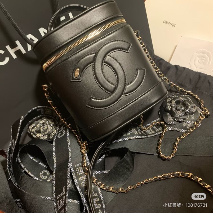 #全網最低💰 #全配🈶購證 香奈兒黑金復古Vanity case化妝盒斜挎包-5