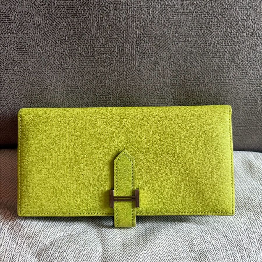 93%新Hermes Bearn long wallet 🍋愛馬士黃色Bearn 長夾-0