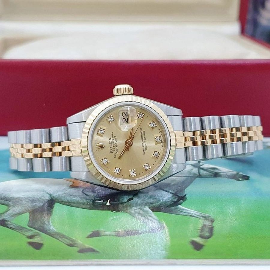 【大眾名錶】ROLEX 勞力士 69173 Datejust 女錶經典款 太陽圈 金色十鑽面盤 大眾名錶B1108-1