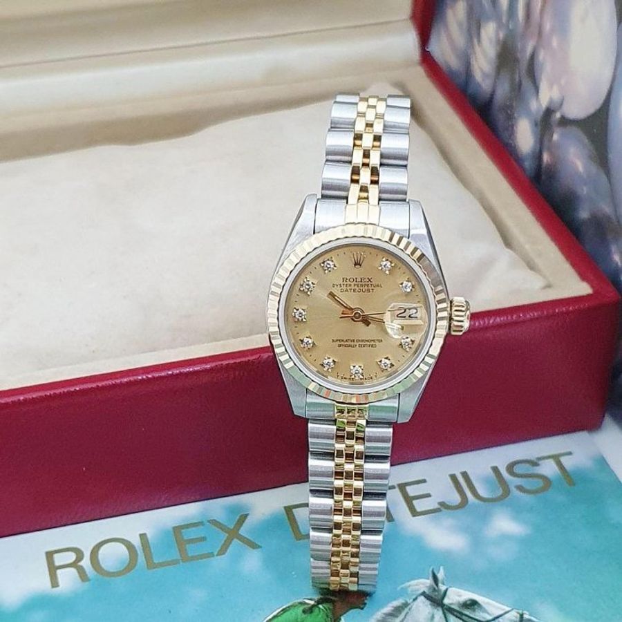 【大眾名錶】ROLEX 勞力士 69173 Datejust 女錶經典款 太陽圈 金色十鑽面盤 大眾名錶B1108-2