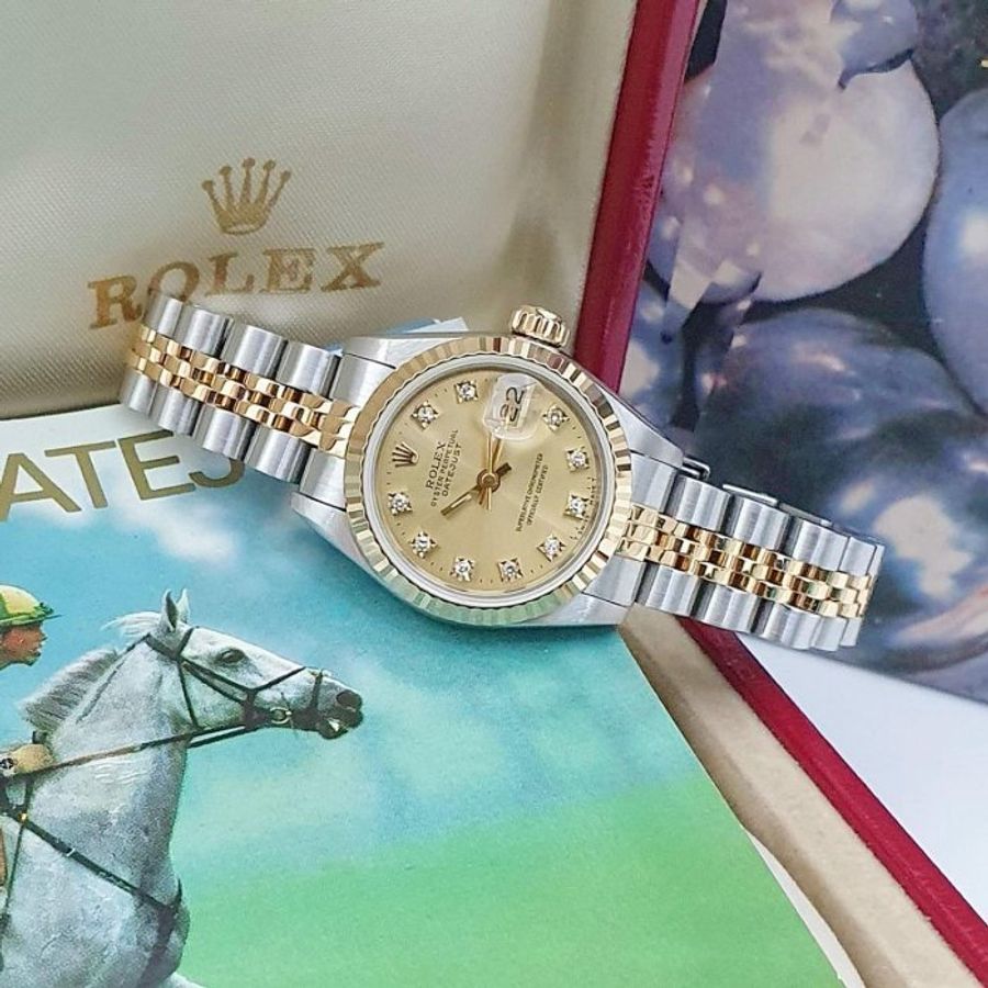 【大眾名錶】ROLEX 勞力士 69173 Datejust 女錶經典款 太陽圈 金色十鑽面盤 大眾名錶B1108-3