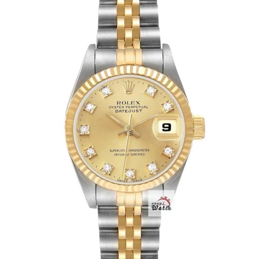 【大眾名錶】ROLEX 勞力士 69173 Datejust 半金女錶 金十鑽面盤 錶徑26mm 大眾名錶G183-0