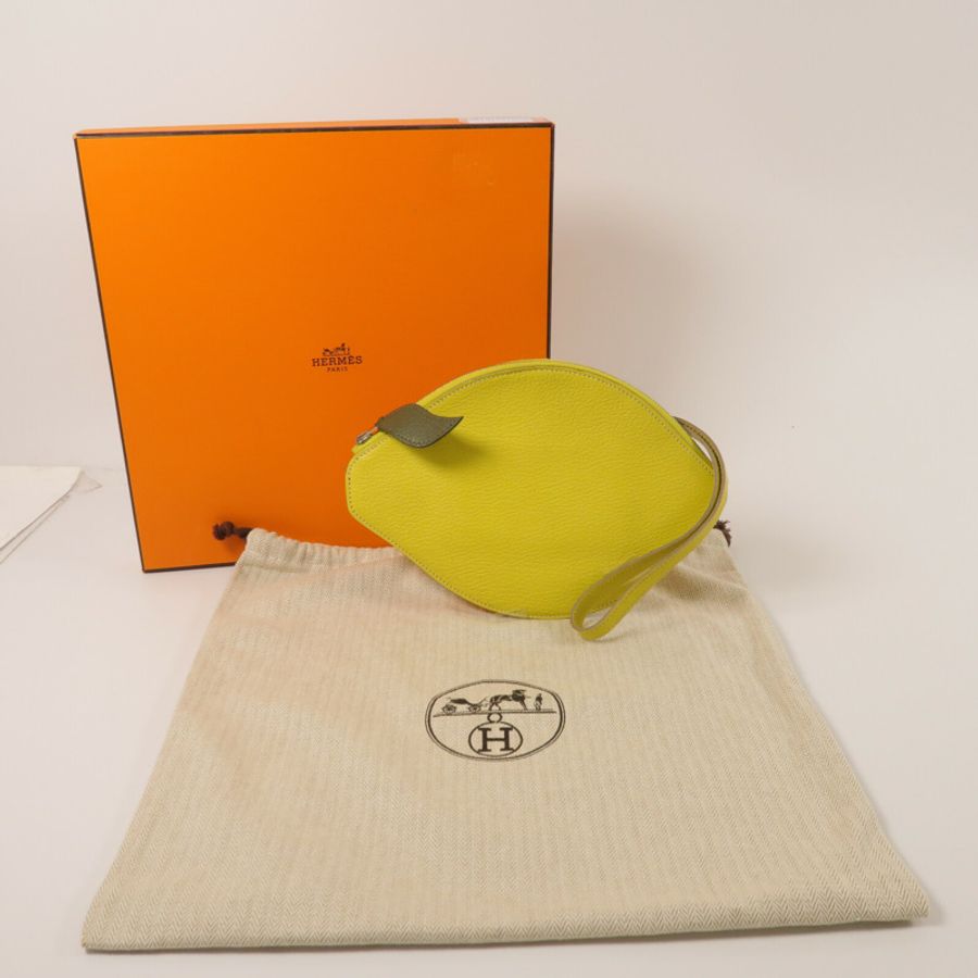 HERMES Chevre皮革Lemon Tutti Frutti Clutch手拿包Lime-13