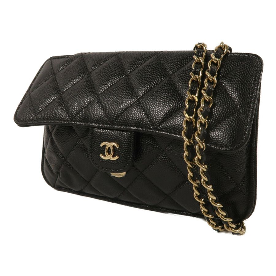 CHANEL 牛皮皮革Chain Shoulder鏈帶肩背袋-13