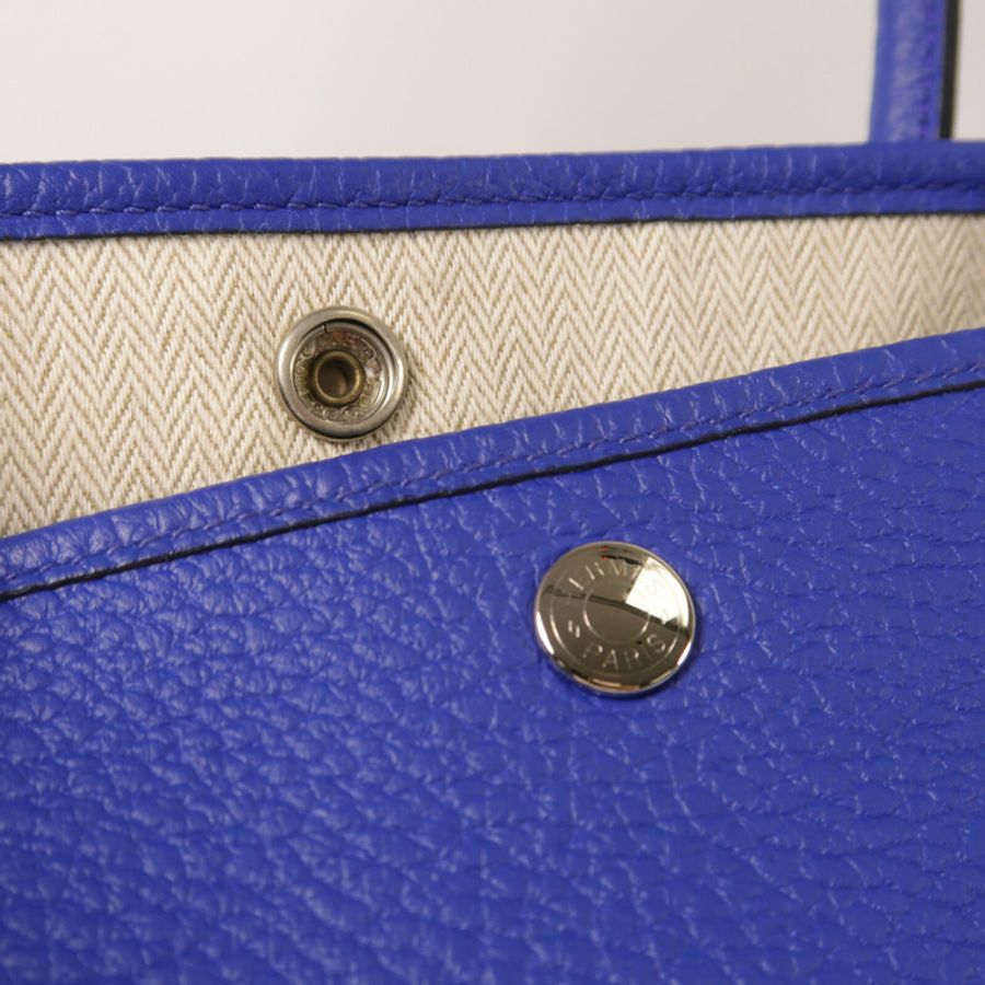 HERMES Country皮革Garden Party PM手挽袋Blue Electric-5