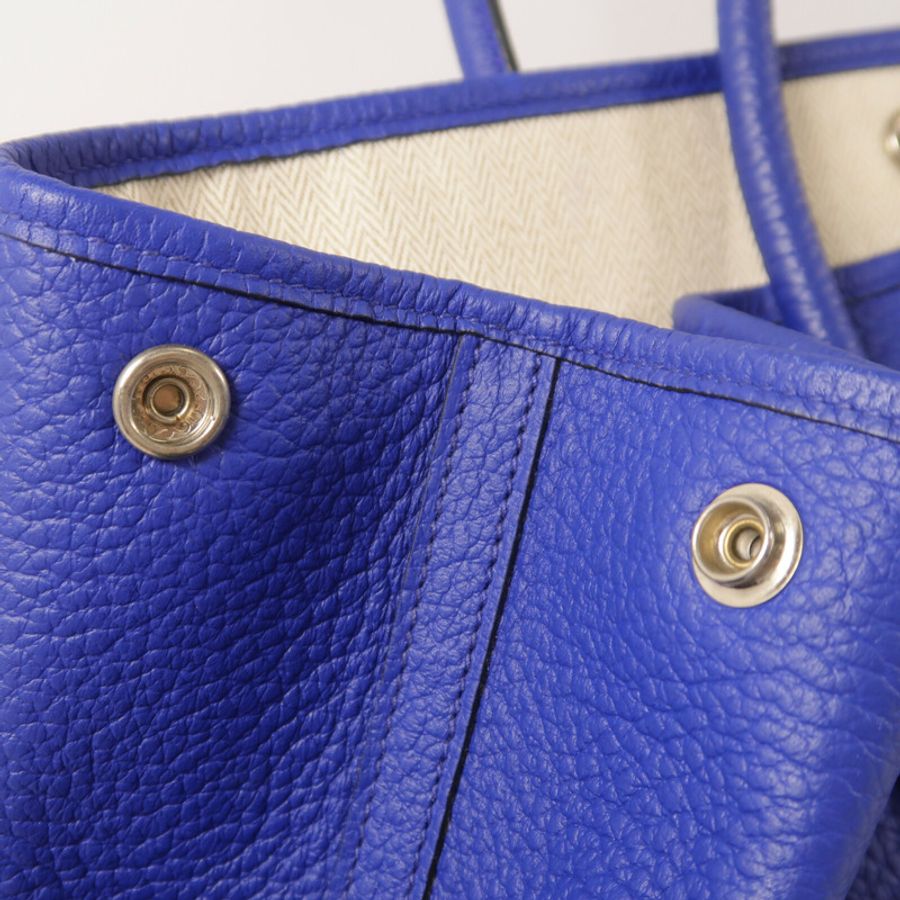 HERMES Country皮革Garden Party PM手挽袋Blue Electric-6