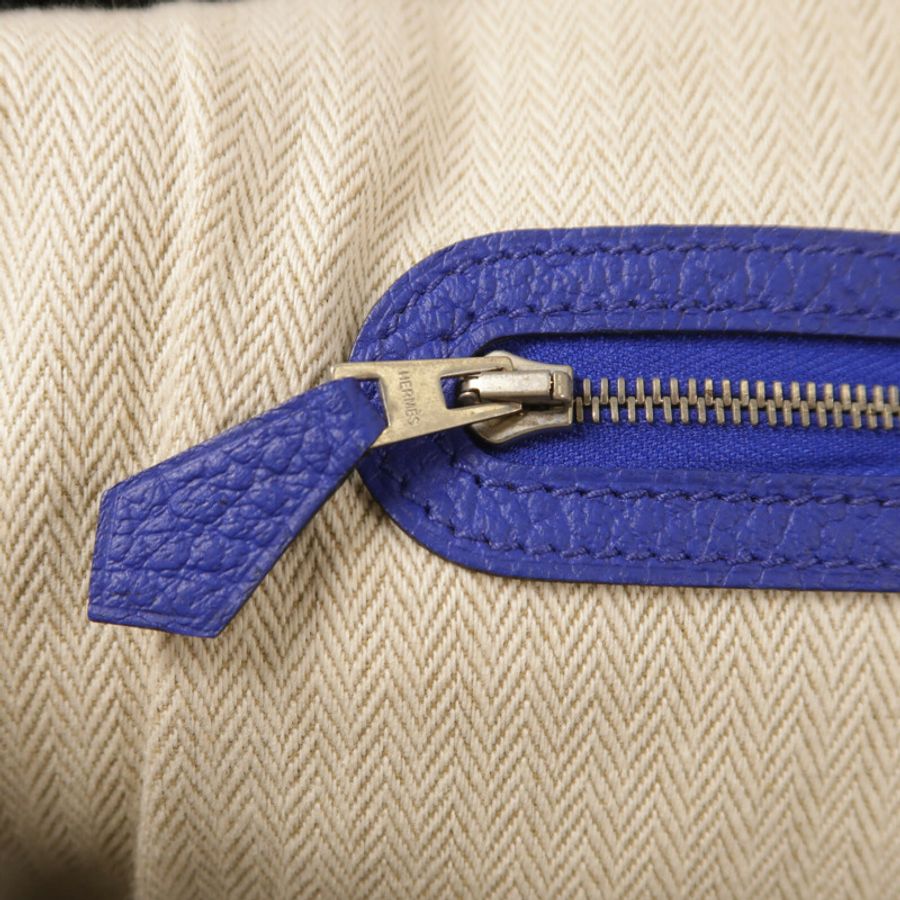 HERMES Country皮革Garden Party PM手挽袋Blue Electric-9