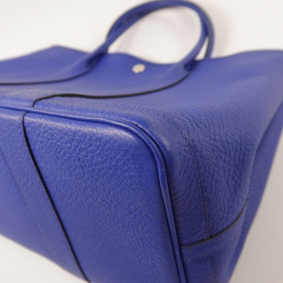 HERMES Country皮革Garden Party PM手挽袋Blue Electric-14