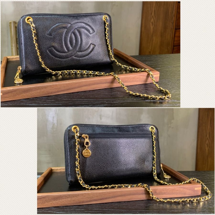 香奈兒魚子醬錢包/手拿包/斜揹袋 Chanel Vintage Caviar Skin 3 Ways Clutch/Pouch + Chain-1