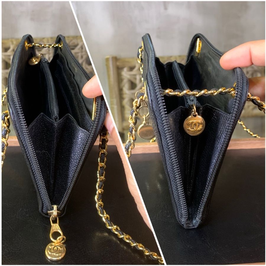香奈兒魚子醬錢包/手拿包/斜揹袋 Chanel Vintage Caviar Skin 3 Ways Clutch/Pouch + Chain-2
