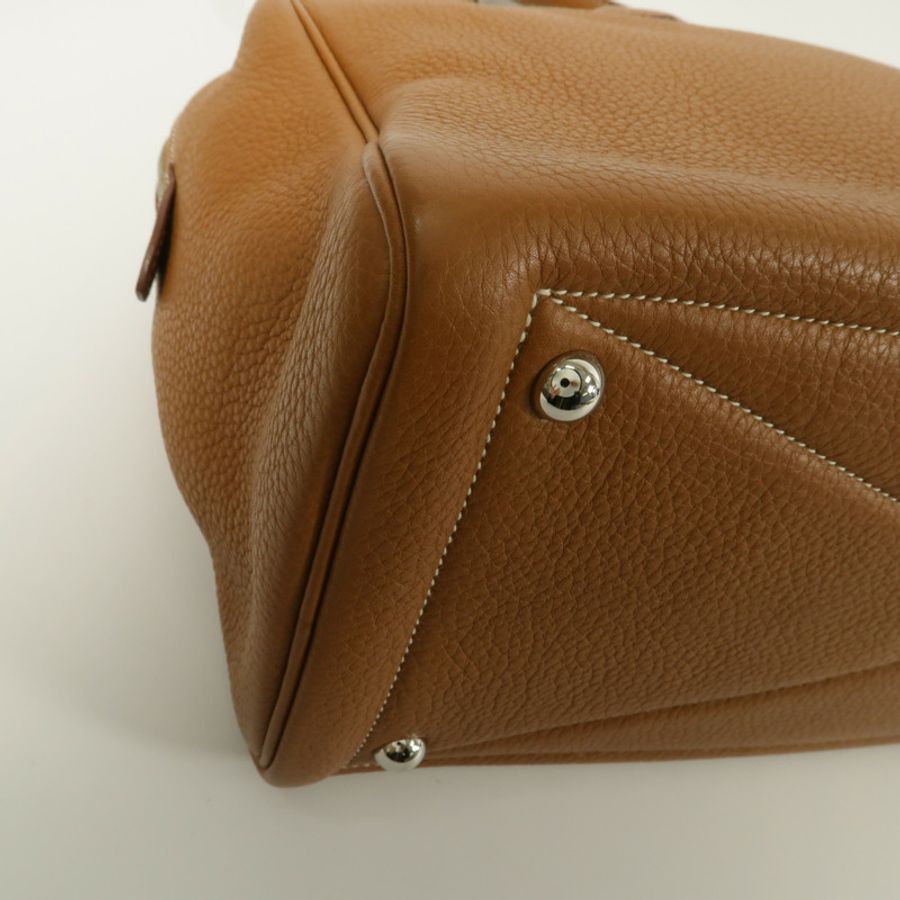 HERMES Clemence皮革Victolia 35手挽肩背兩用袋Gold-6