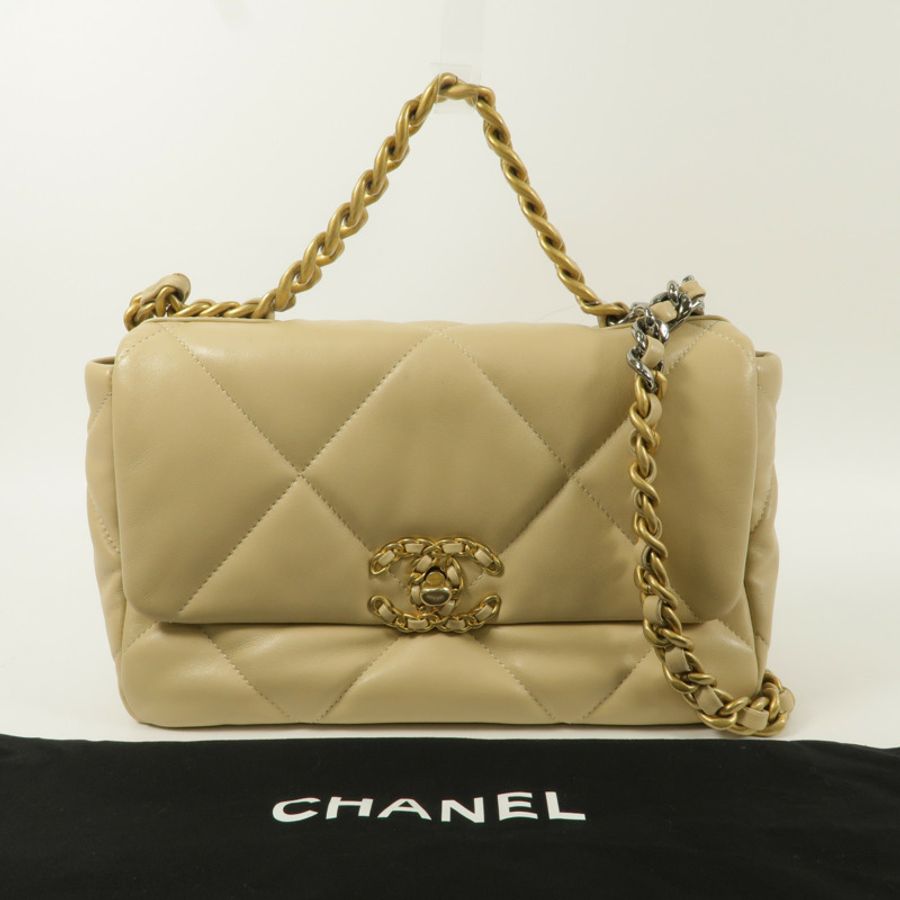 CHANEL 羊皮皮革C19 Small鏈帶手挽肩背兩用袋-13
