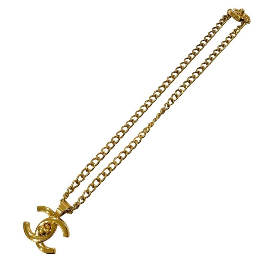 CHANEL 香奈兒 96P TURN-LOCK 鎖頭造型項鍊 合金 金色-1