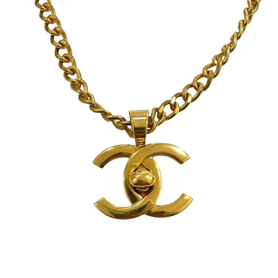 CHANEL 香奈兒 96P TURN-LOCK 鎖頭造型項鍊 合金 金色-2