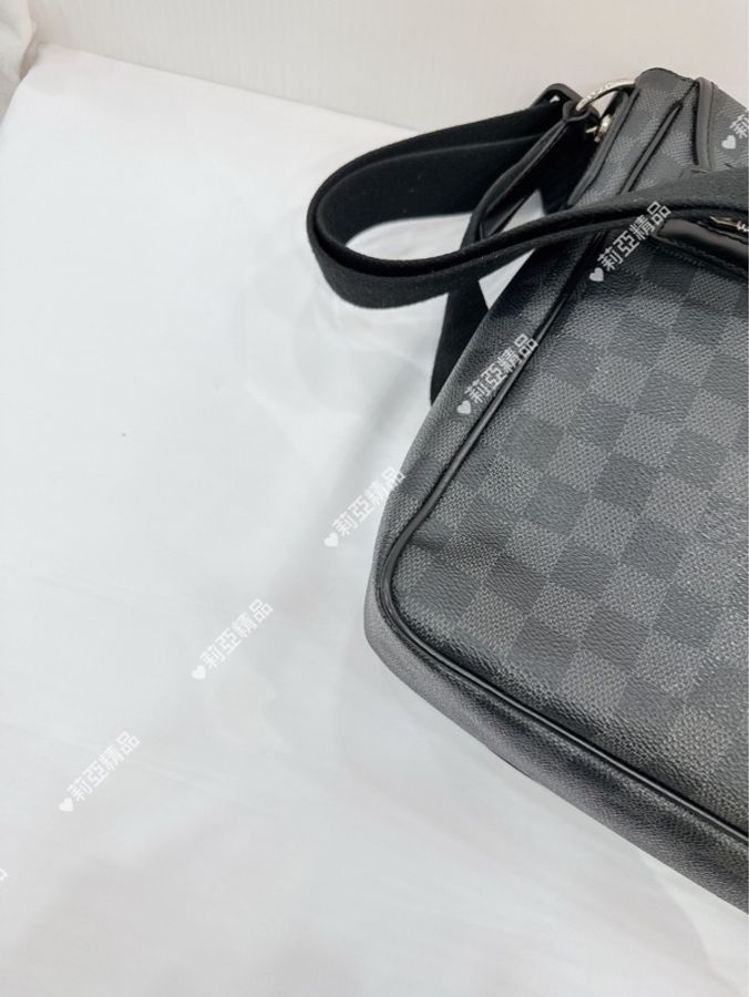莉亞精品♡ LV N58029 斜背棋盤格公事包 二手美包-7