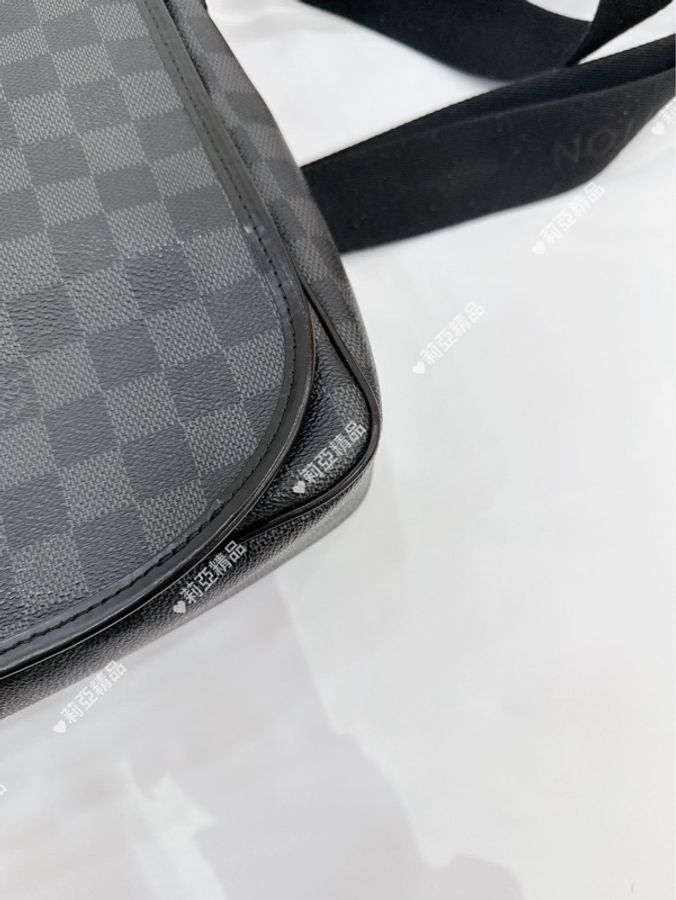 莉亞精品♡ LV N58029 斜背棋盤格公事包 二手美包-10