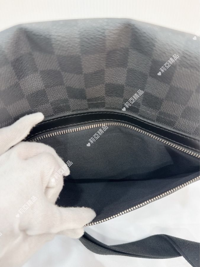 莉亞精品♡ LV N58029 斜背棋盤格公事包 二手美包-12
