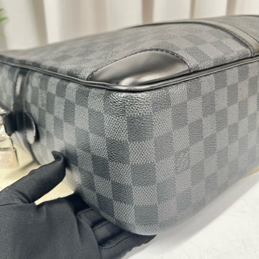 LV路易威登 男士黑棋盤格公文包電腦公事包-19