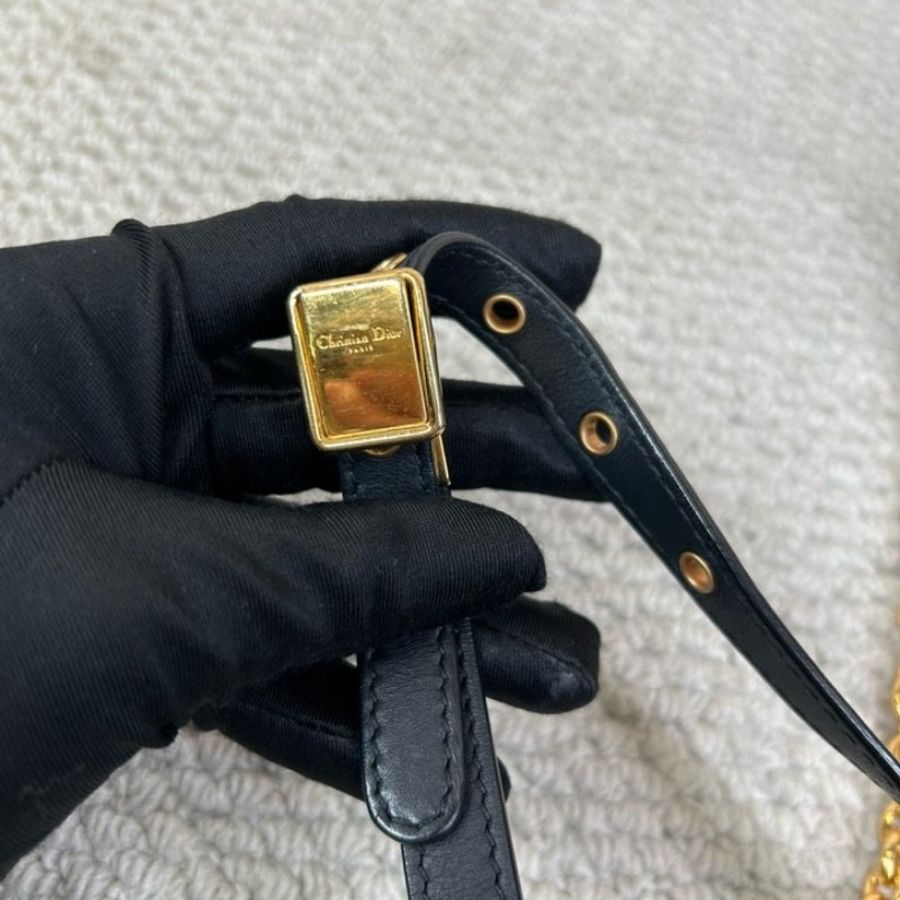 Dior迪奧蒙田黑金全皮鏈條包肩背包-22