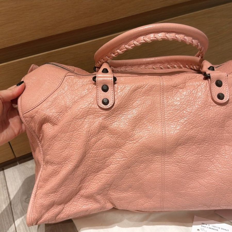 Balenciaga 巴黎世家 機車包 The Work 大型 小羊皮 粉色-1