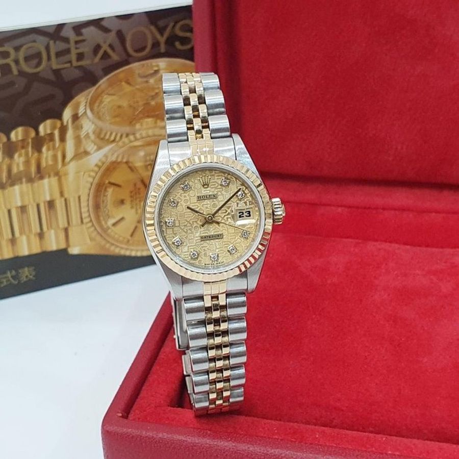 【大眾名錶】ROLEX 勞力士 69173 Datejust 半金女錶 紀念金十鑽面盤 新包台 大眾名錶G219-1