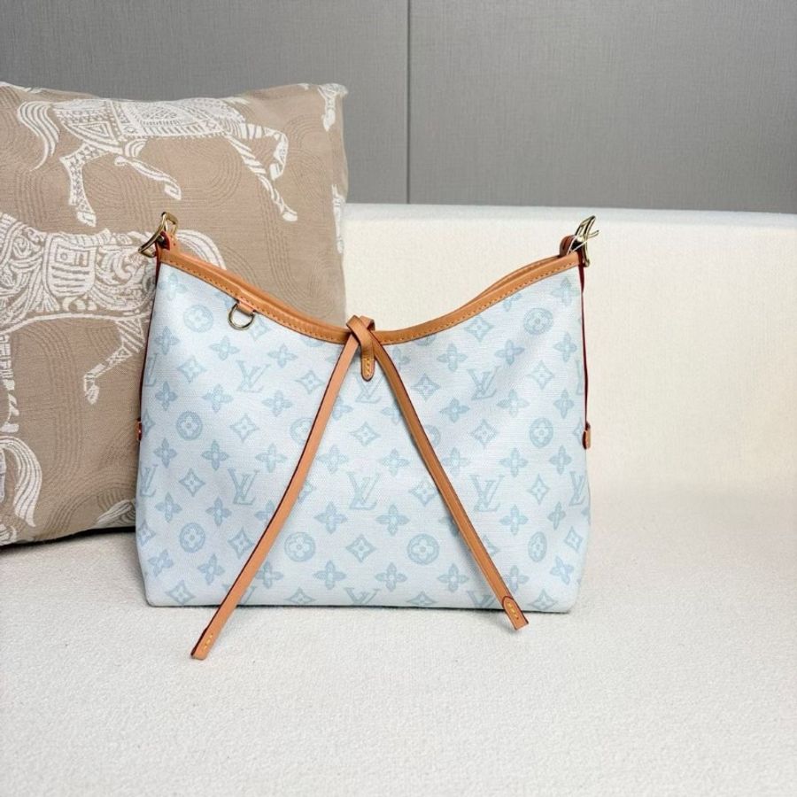 LV 限定淡藍色Carryall 小號 芯片款 28*24*13 95 新配件塵袋 子包 肩帶-5