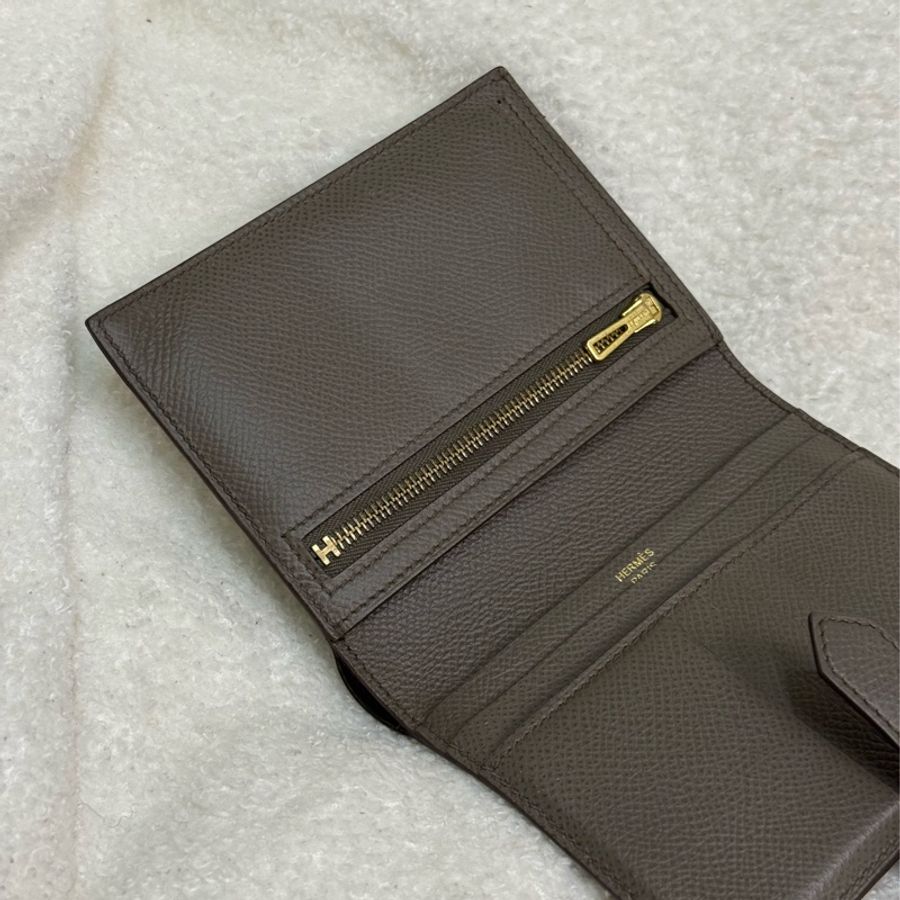 (西班牙購證🇪🇸)Hermes Bearn 短夾 錫器灰 玫瑰金釦💐-6