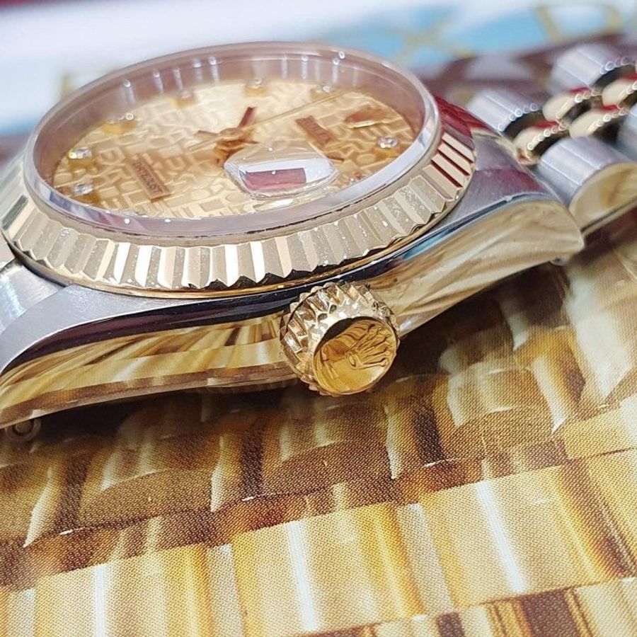 【大眾名錶】ROLEX 勞力士 69173 Datejust 半金女錶 全配件 台灣保單 金色十鑽紀念面盤 錶徑26mm 自動上鍊 G298-5